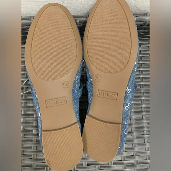 GUESS Mary Jane / Ballerina Flats•Blue Denim w/Embellishments•Sz 5 1/2•NWT - Picture 7 of 9